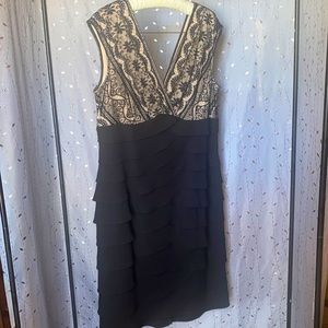 Size 16 Jessica Howard Black and Tan cocktail dress.